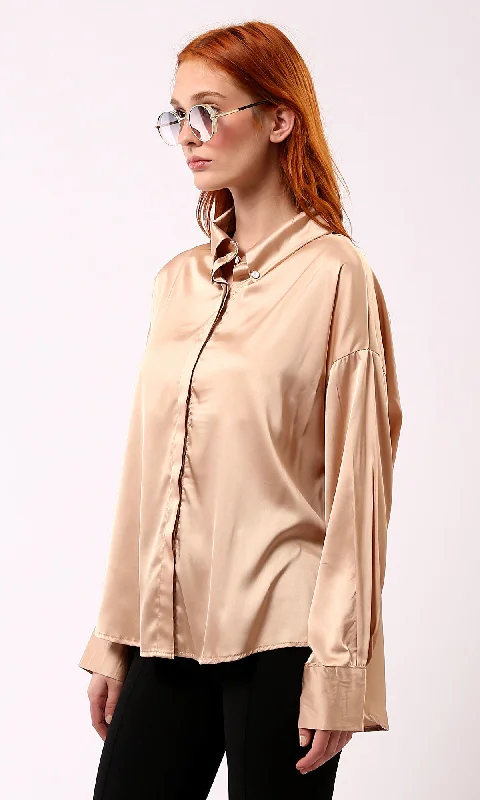 O181652 Buttons Down Gold Long Sleeves Evening Shirt O181652 Buttons Down Gold Long Sleeves Evening Shirt