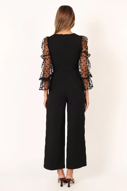 Tamika Mesh Sleeve Jumpsuit - Black
