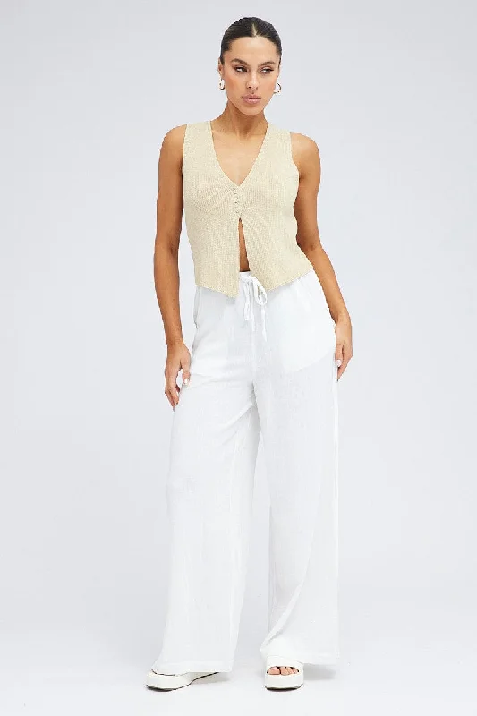 Beige Knit Vest V neck Beige Knit Vest V neck