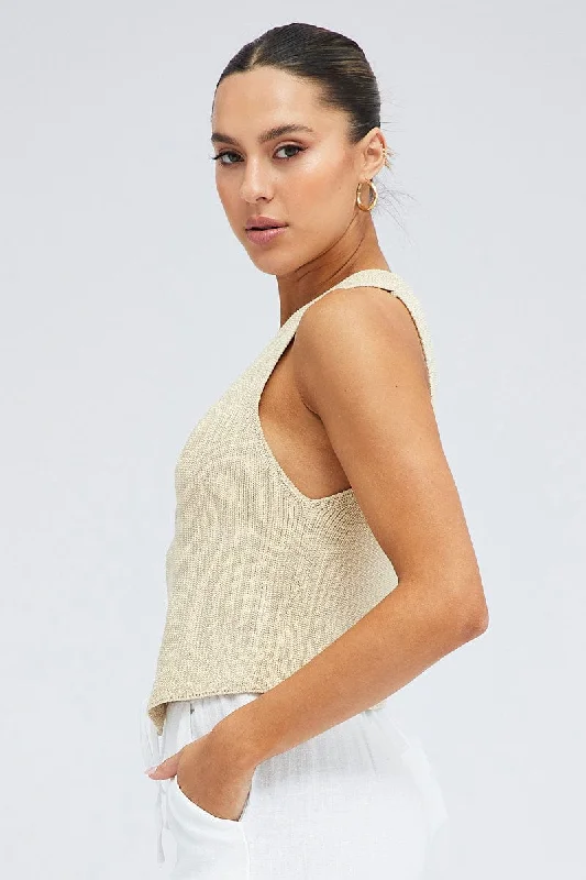 Beige Knit Vest V neck Beige Knit Vest V neck
