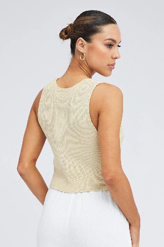 Beige Knit Vest V neck Beige Knit Vest V neck